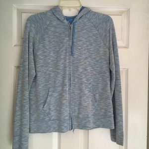 Blue and white zip up